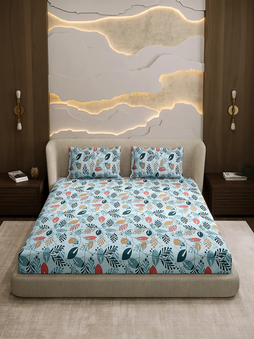 104 TC 100% Cotton Double Bed 1 Bedsheet with 2 Pillow Cover (Samriddhi) - Image 2