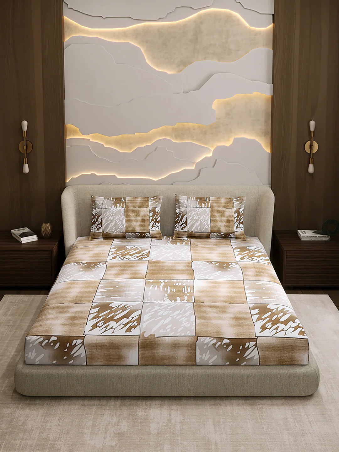 104 TC 100% Cotton Double Bed 1 Bedsheet with 2 Pillow Cover (Samriddhi) - Image 2