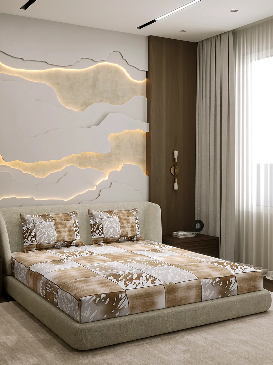 104 TC 100% Cotton Double Bed 1 Bedsheet with 2 Pillow Cover (Samriddhi) - Image 4