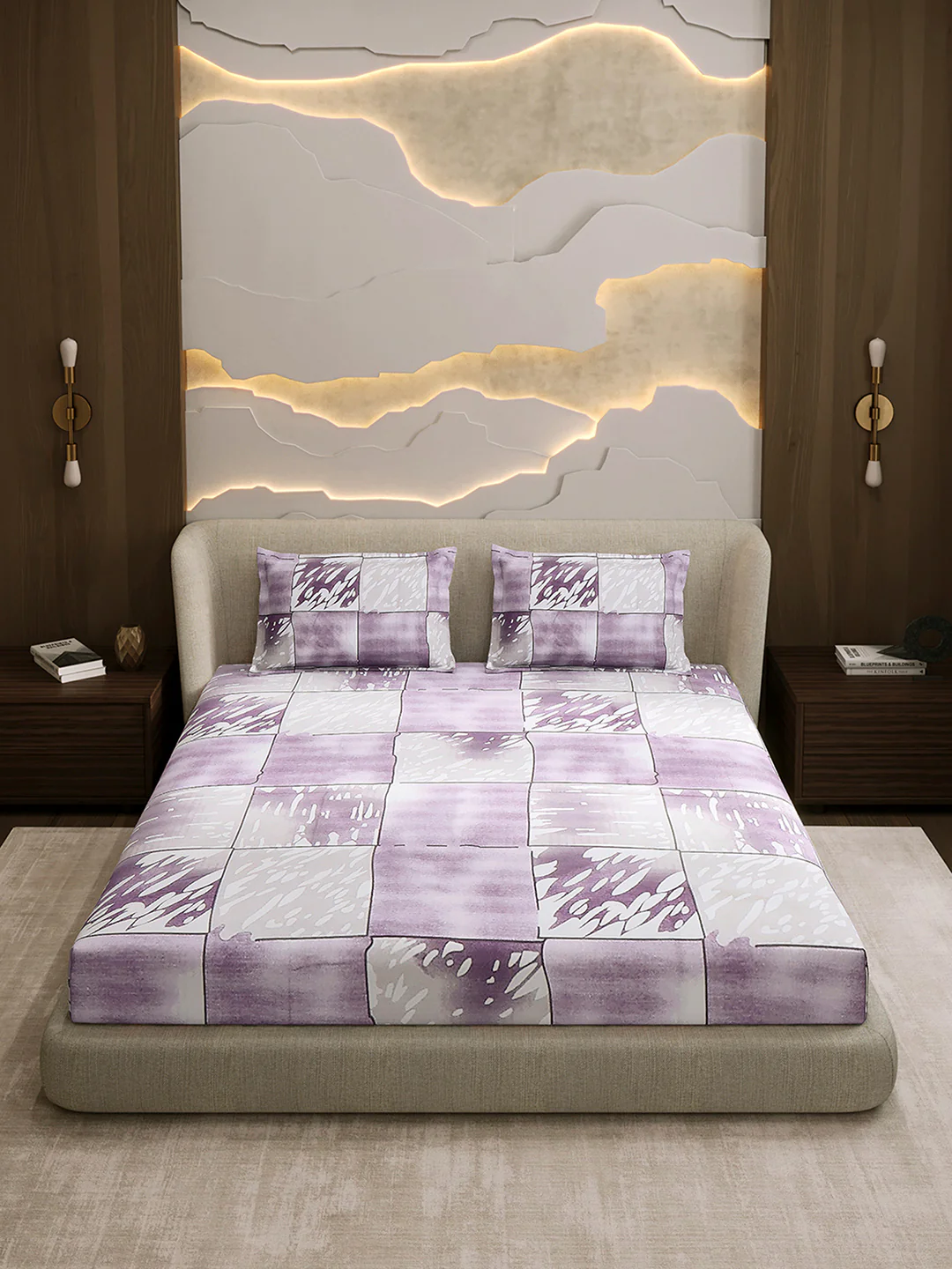 104 TC 100% Cotton Double Bed 1 Bedsheet with 2 Pillow Cover (Samriddhi) - Image 2
