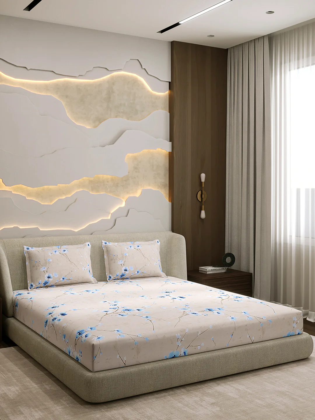 104 TC 100% Cotton Double Bed 1 Bedsheet with 2 Pillow Cover (Samriddhi) - Image 4