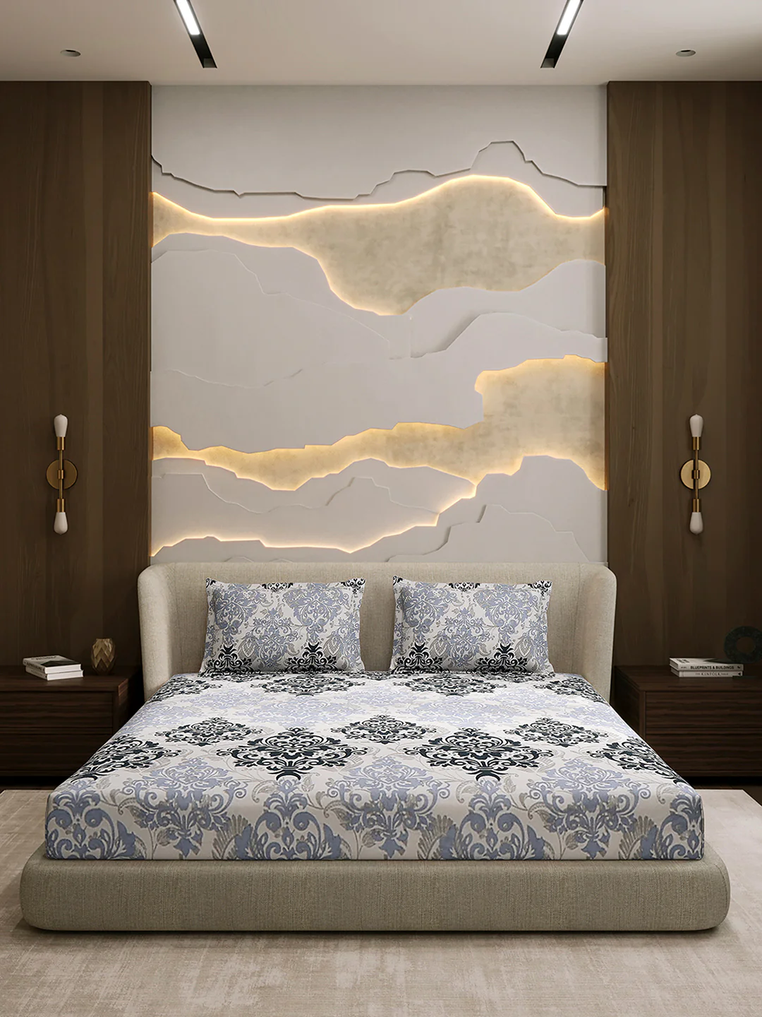 104 TC 100% Cotton Double Bed 1 Bedsheet with 2 Pillow Cover (Samriddhi) - Image 3