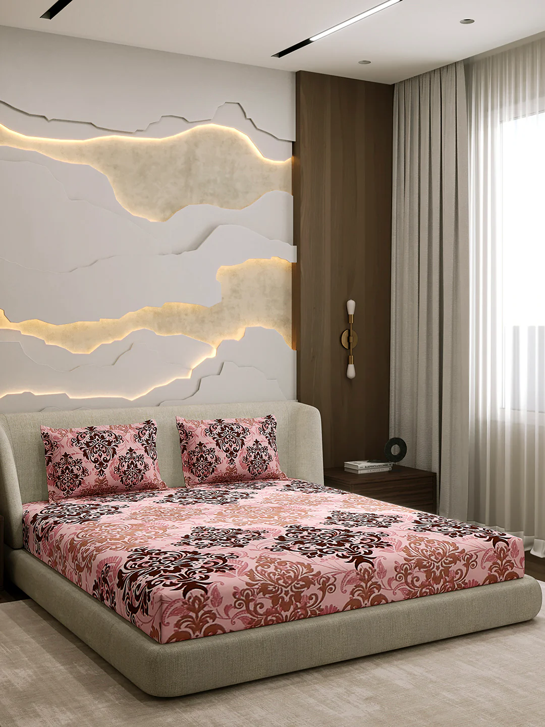 104 TC 100% Cotton Double Bed 1 Bedsheet with 2 Pillow Cover (Samriddhi) - Image 4