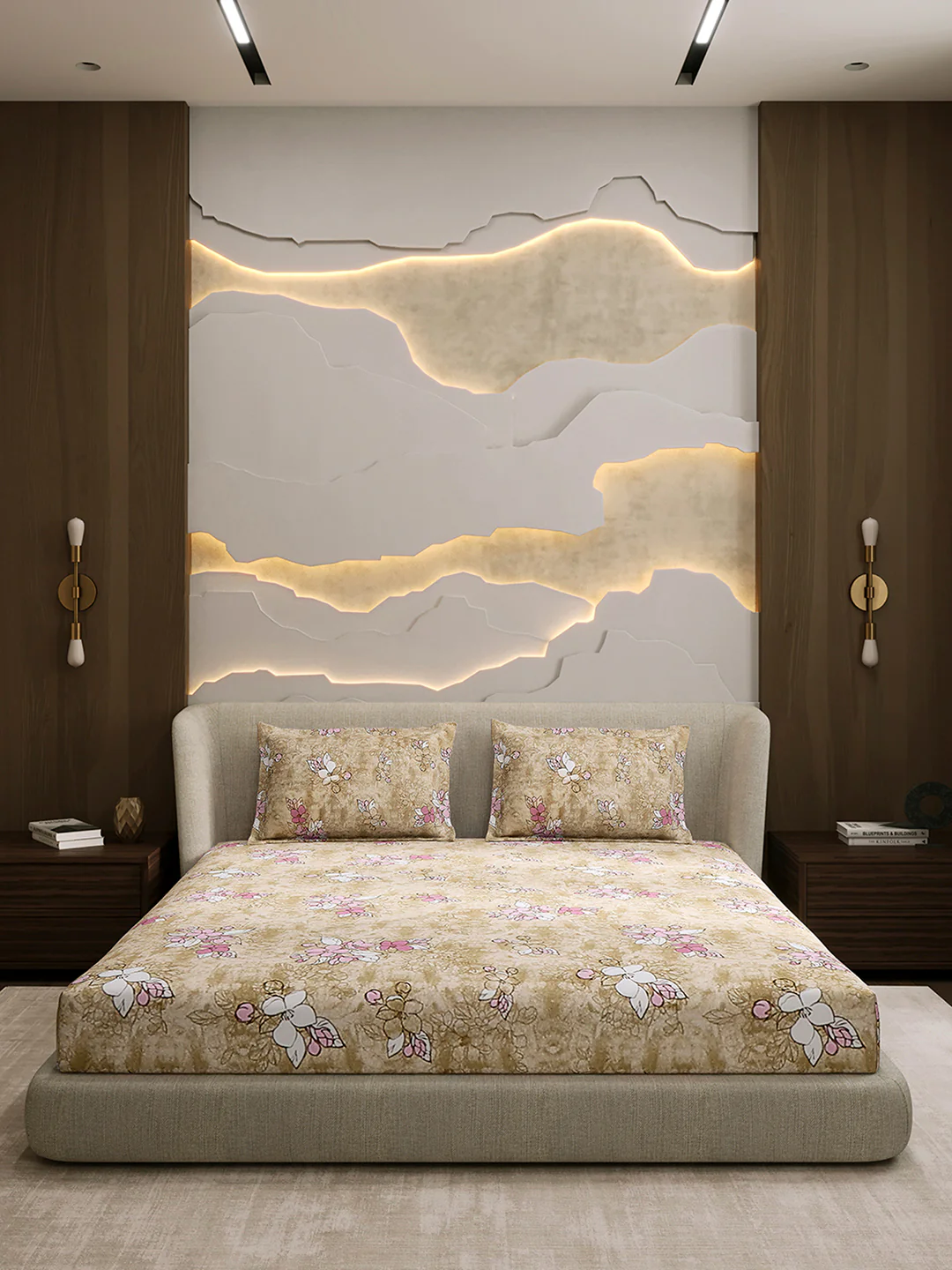 104 TC 100% Cotton Double Bed 1 Bedsheet with 2 Pillow Cover (Samriddhi) - Image 3