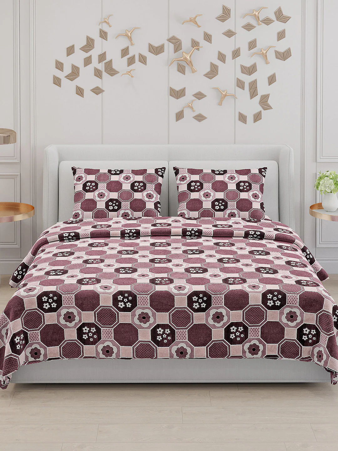 104 TC Cotton Double Bed Bedsheet with 2 Pillow Covers - Updated - Updated - Updated - Image 3