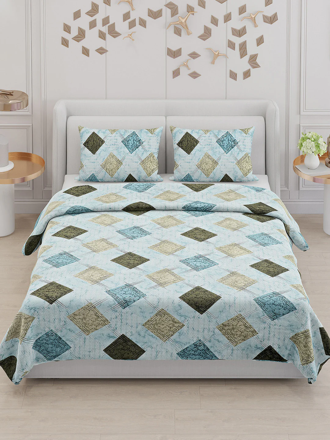 104 TC Cotton Double Bed Bedsheet with 2 Pillow Covers - Updated - Updated - Image 2