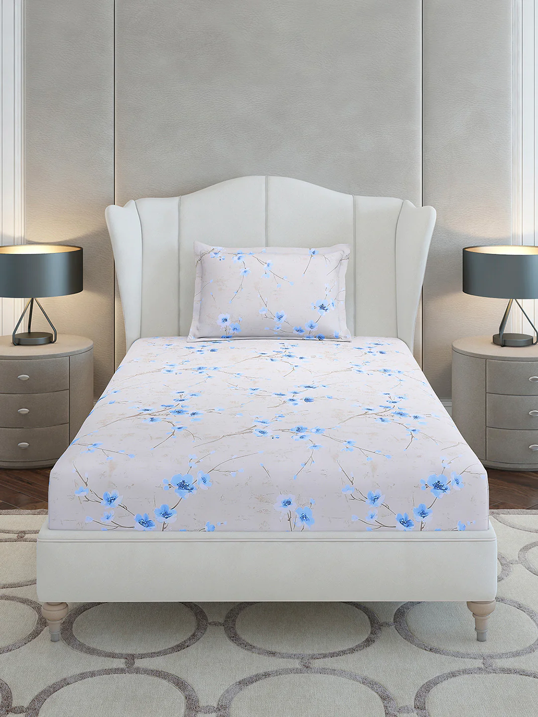 104 TC Cotton Single Bedsheet with 1 Pillow Cover (Elegance) - Image 3