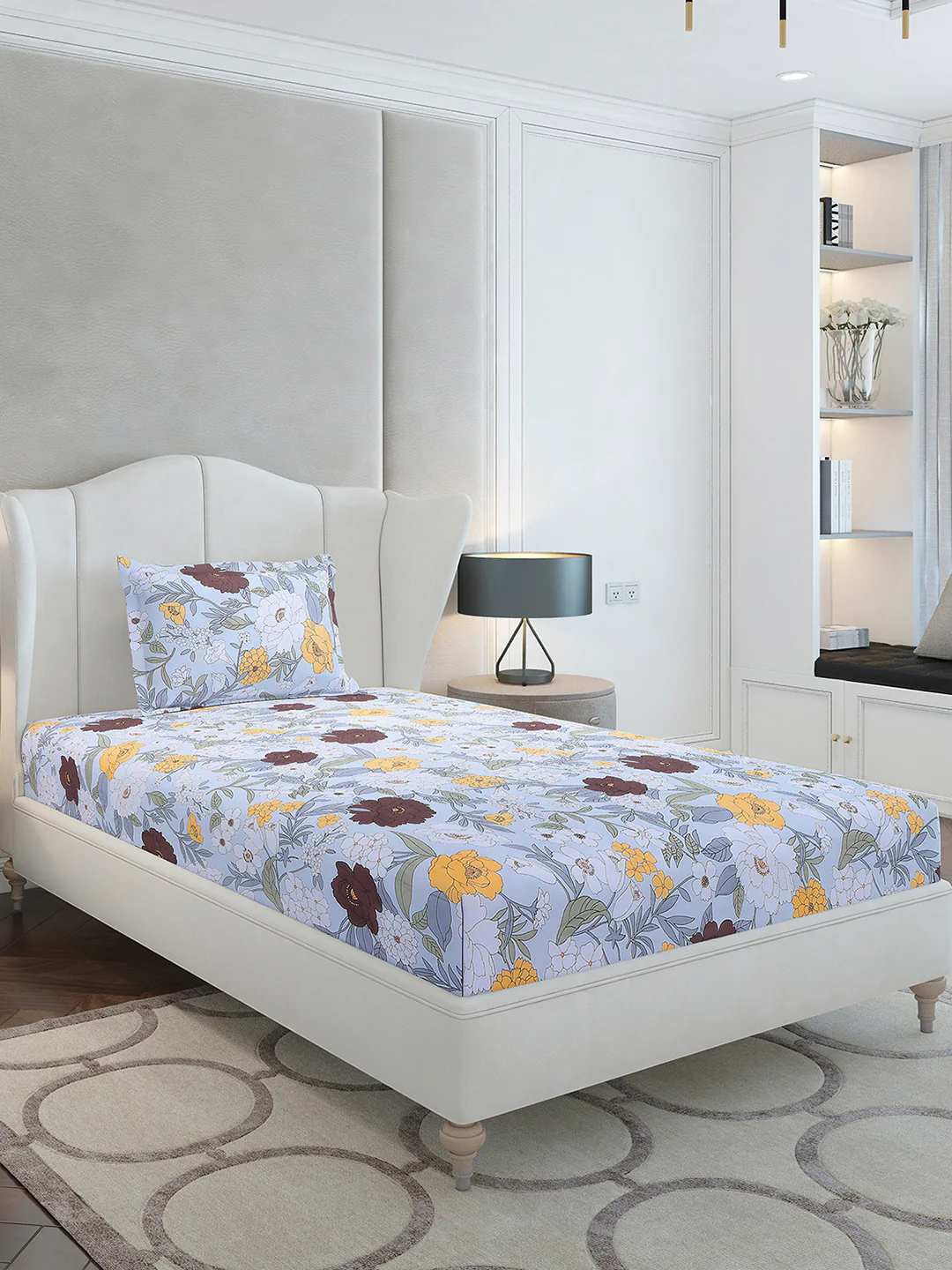 104 TC Cotton Single Bedsheet with 1 Pillow Cover (Elegance) - Image 4