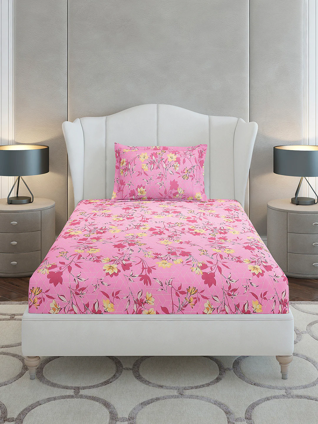 104 TC Cotton Single Bedsheet with 1 Pillow Cover (Elegance) - Image 3