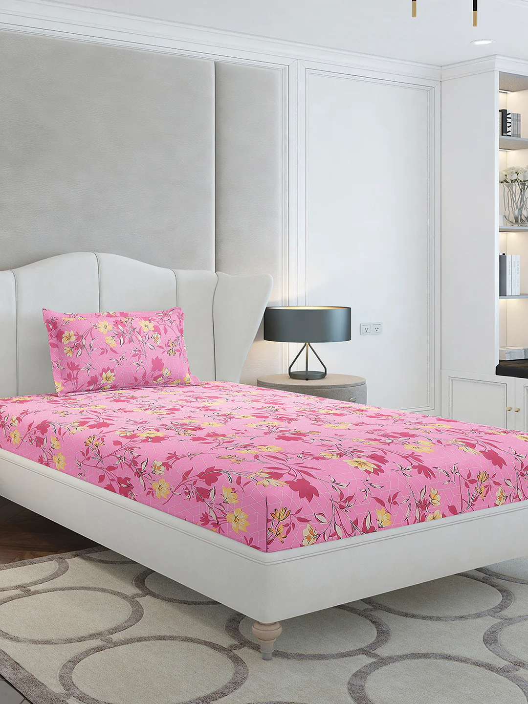 104 TC Cotton Single Bedsheet with 1 Pillow Cover (Elegance) - Image 4
