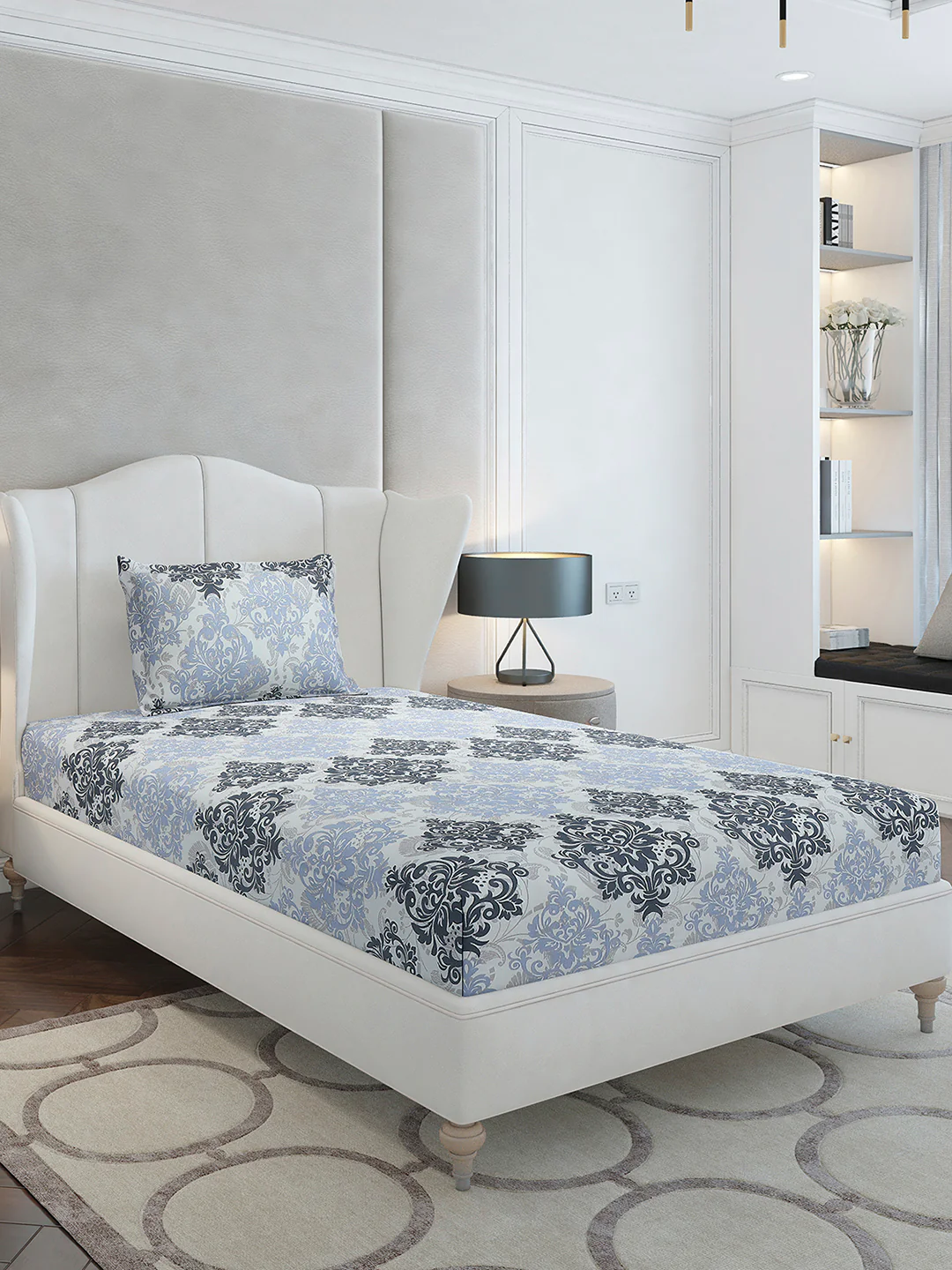 104 TC Cotton Single Bedsheet with 1 Pillow Cover (Elegance) - Image 4