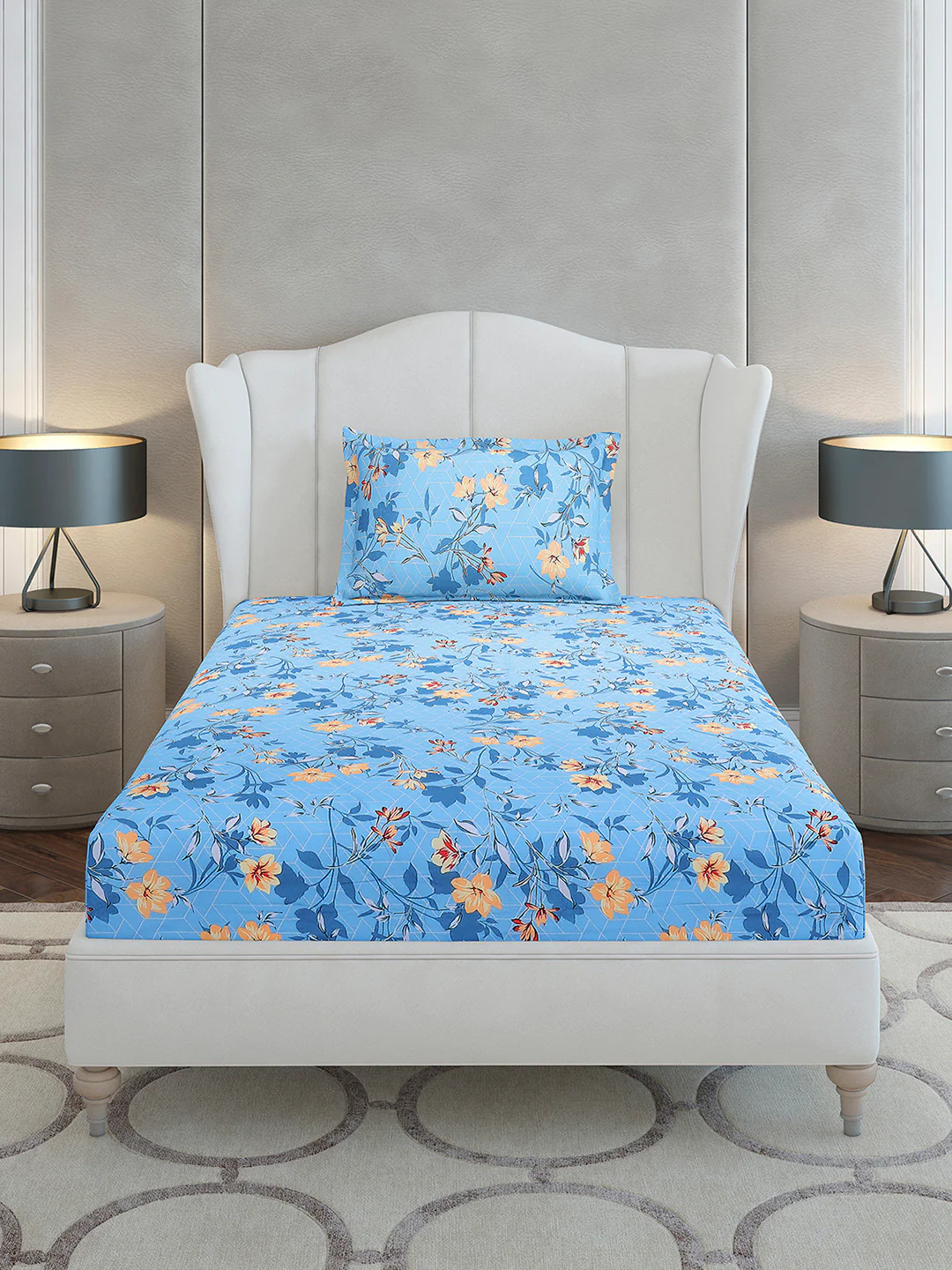 104 TC Cotton Single Bedsheet with 1 Pillow Cover (Elegance) - Image 3
