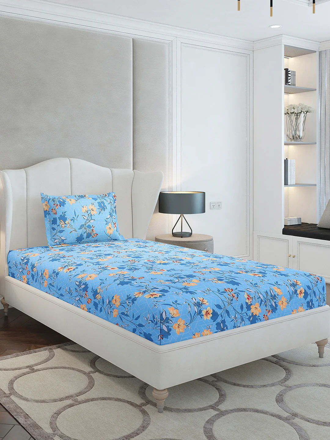 104 TC Cotton Single Bedsheet with 1 Pillow Cover (Elegance) - Image 4