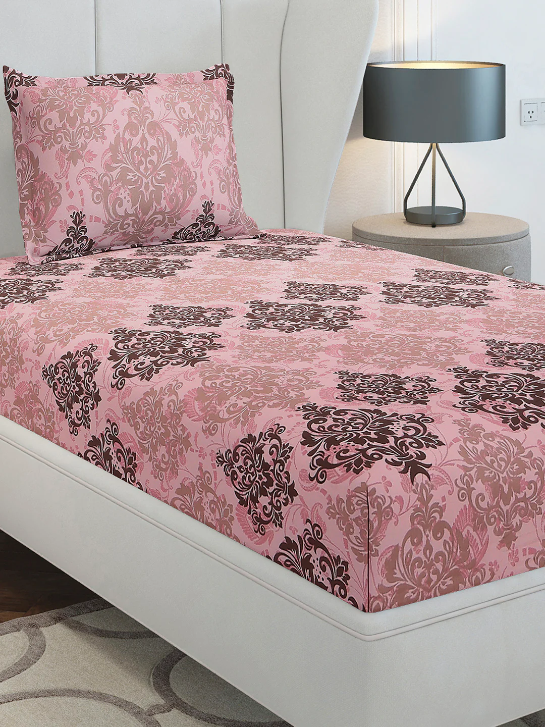 104 TC Cotton Single Bedsheet with 1 Pillow Cover (Elegance) - Image 2