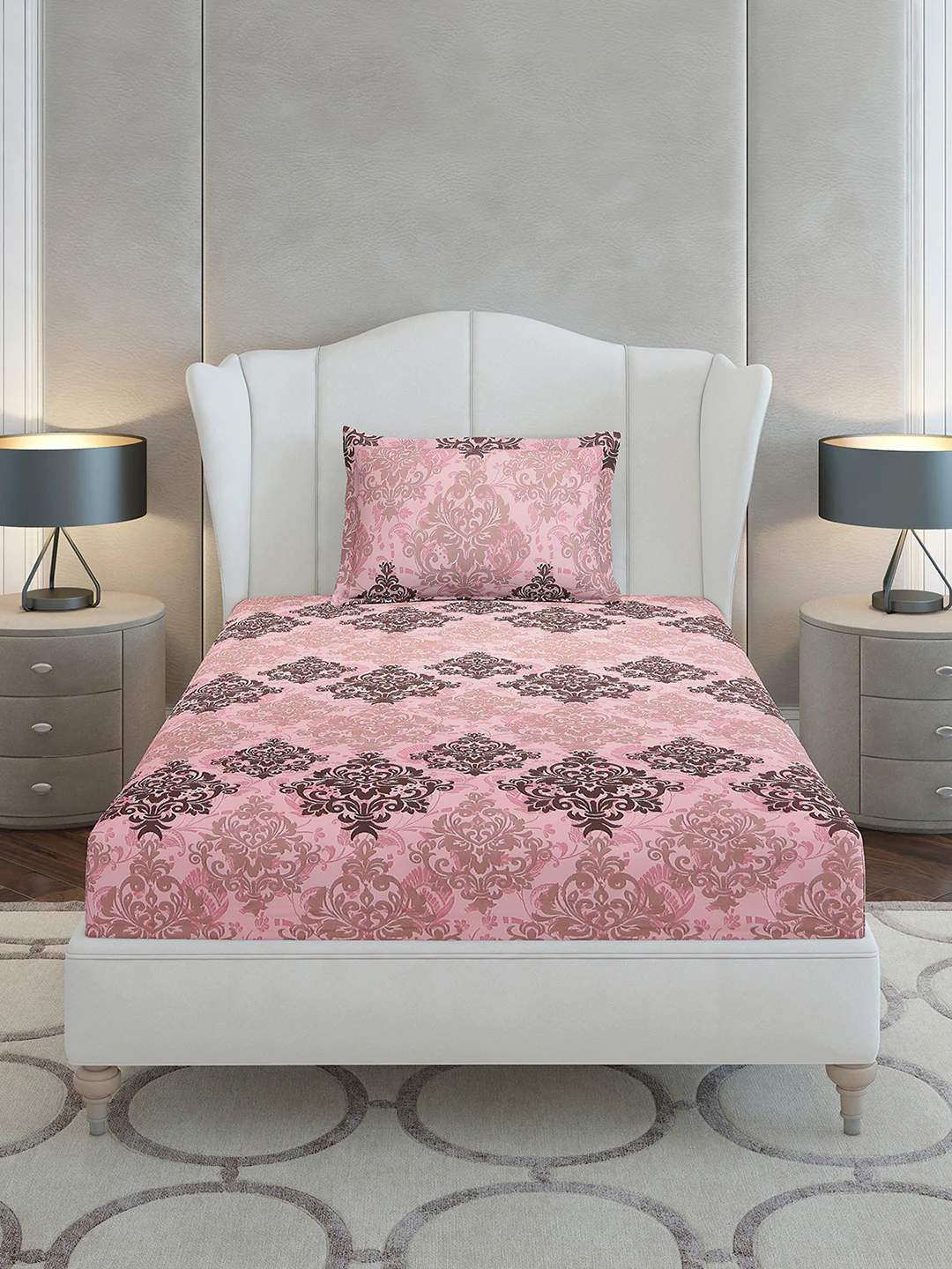 104 TC Cotton Single Bedsheet with 1 Pillow Cover (Elegance) - Image 3