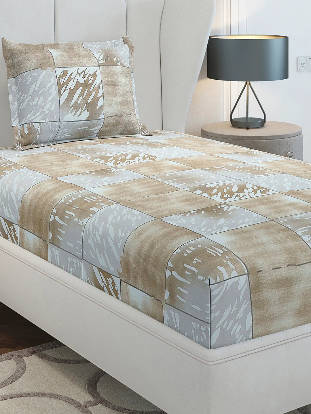 104 TC Cotton Single Bedsheet with 1 Pillow Cover (Elegance) - Image 2