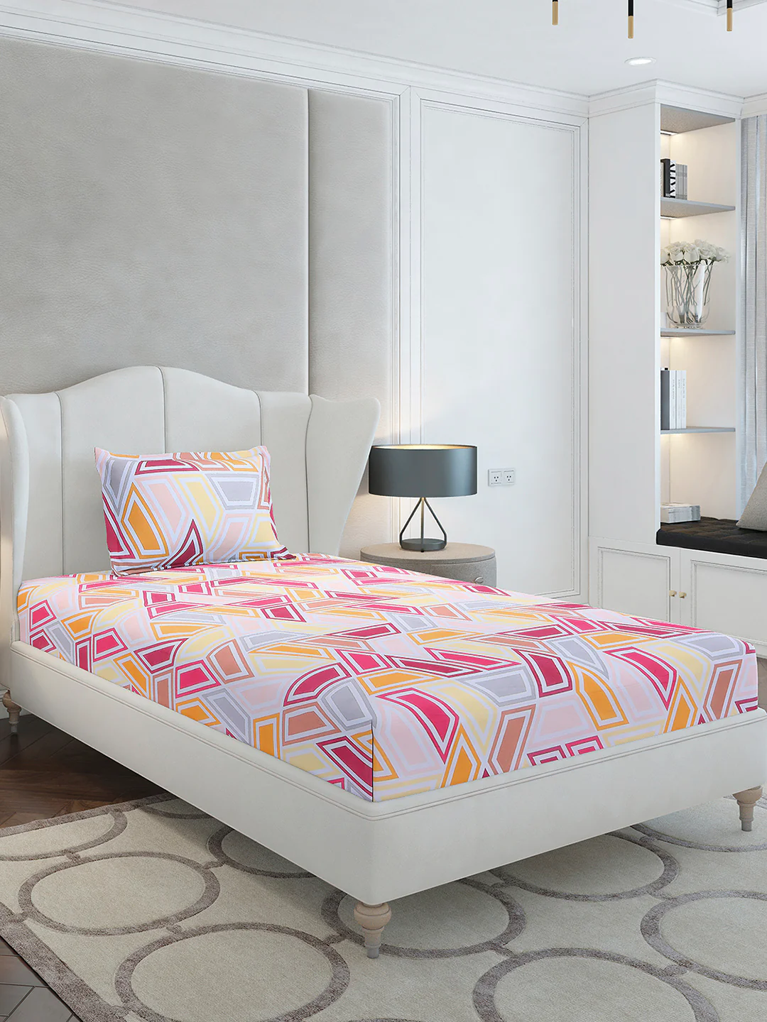 104 TC Cotton Single Bedsheet with 1 Pillow Cover (Elegance) - Image 4