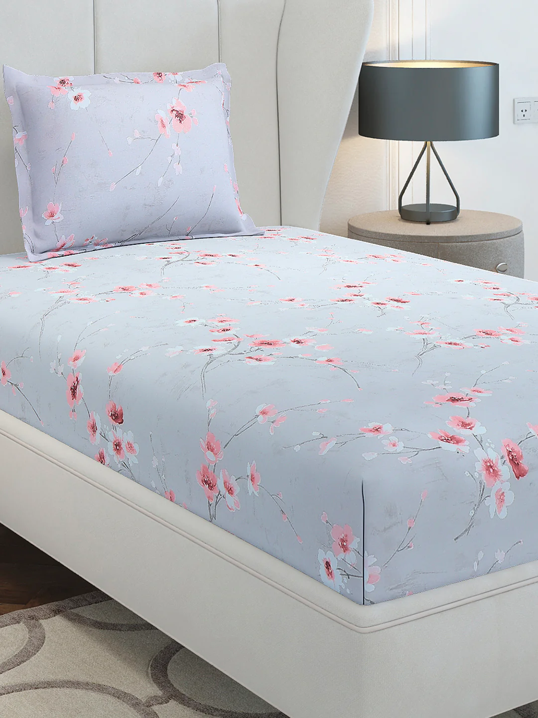 104 TC Cotton Single Bedsheet with 1 Pillow Cover (Elegance) - Image 2