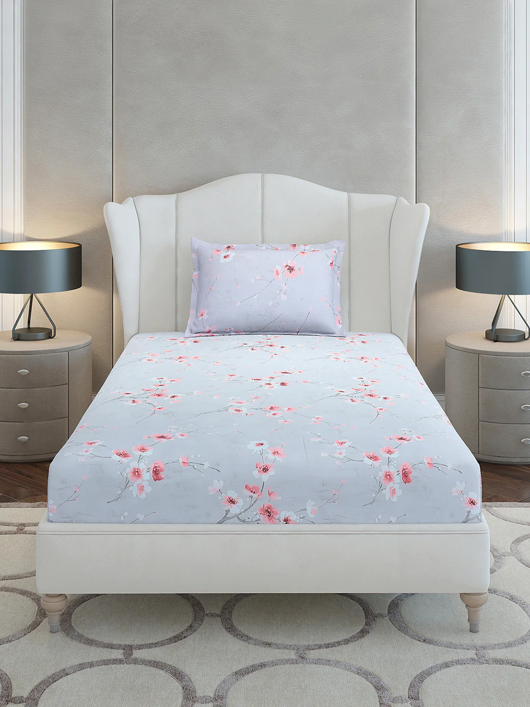 104 TC Cotton Single Bedsheet with 1 Pillow Cover (Elegance) - Image 3