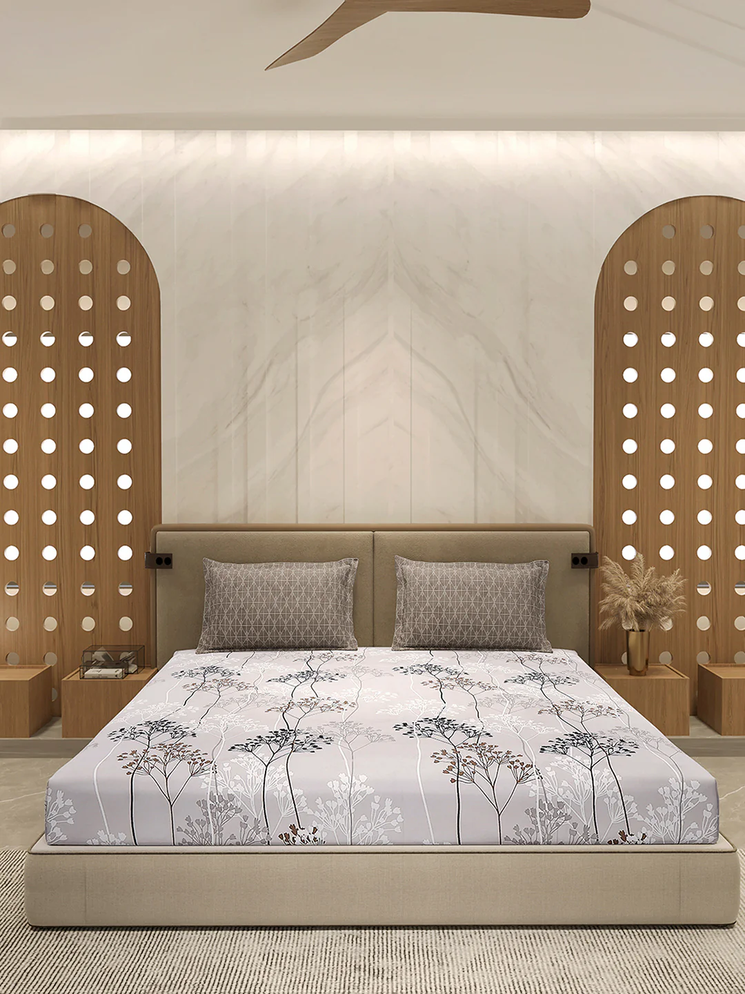 110 GSM Polyester Double Bed 1 Bedsheet with 2 Pillow Cover (Aromatica) - Image 3