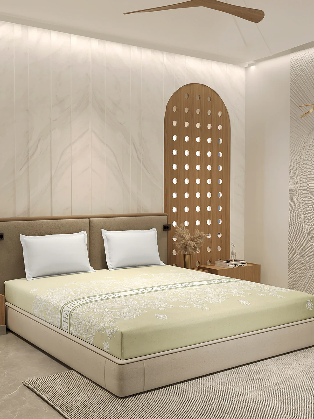 110 GSM Polyester Double Bed 1 Bedsheet with 2 Pillow Cover (Aromatica) - Image 4