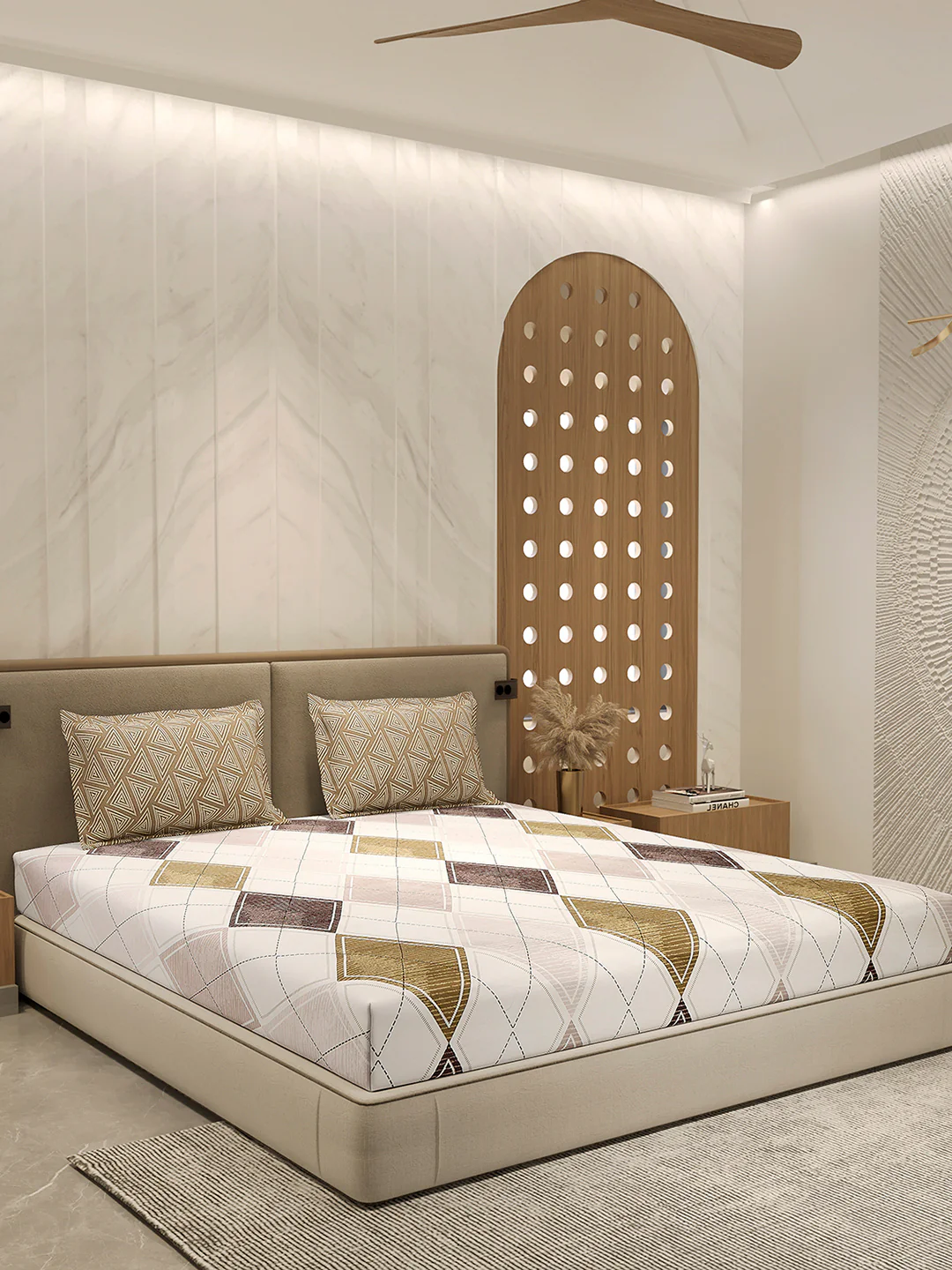 110 GSM Polyester Double Bed 1 Bedsheet with 2 Pillow Cover (Aromatica) - Image 4
