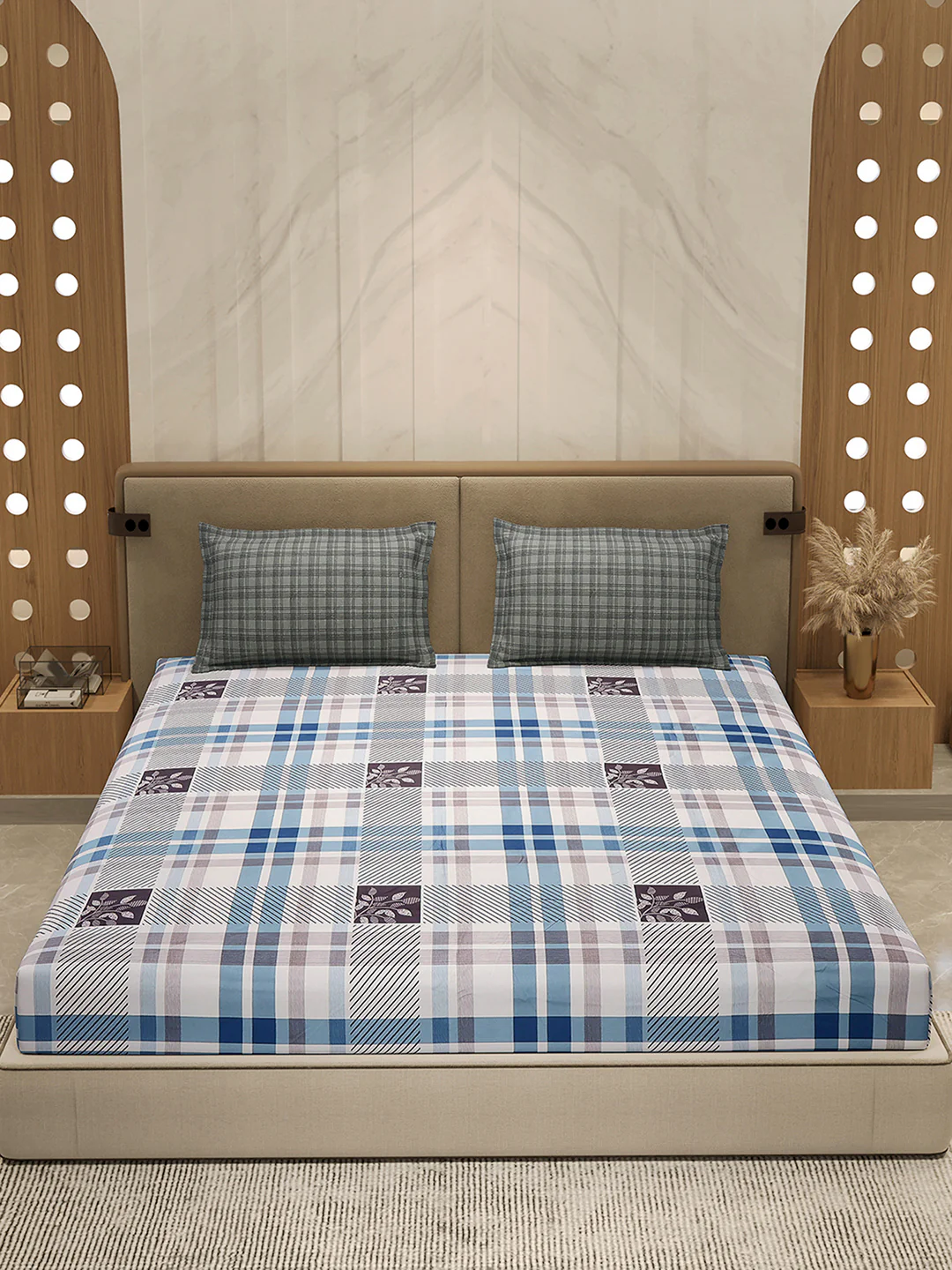 110 GSM Polyester Double Bed 1 Bedsheet with 2 Pillow Cover (Aromatica) - Image 2
