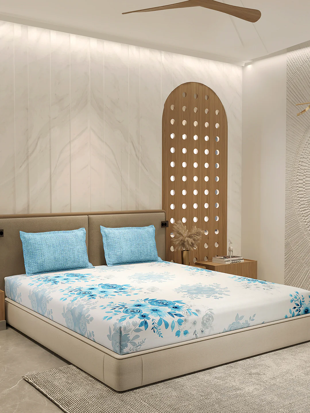 110 GSM Polyester Double Bed 1 Bedsheet with 2 Pillow Cover (Aromatica) - Image 4