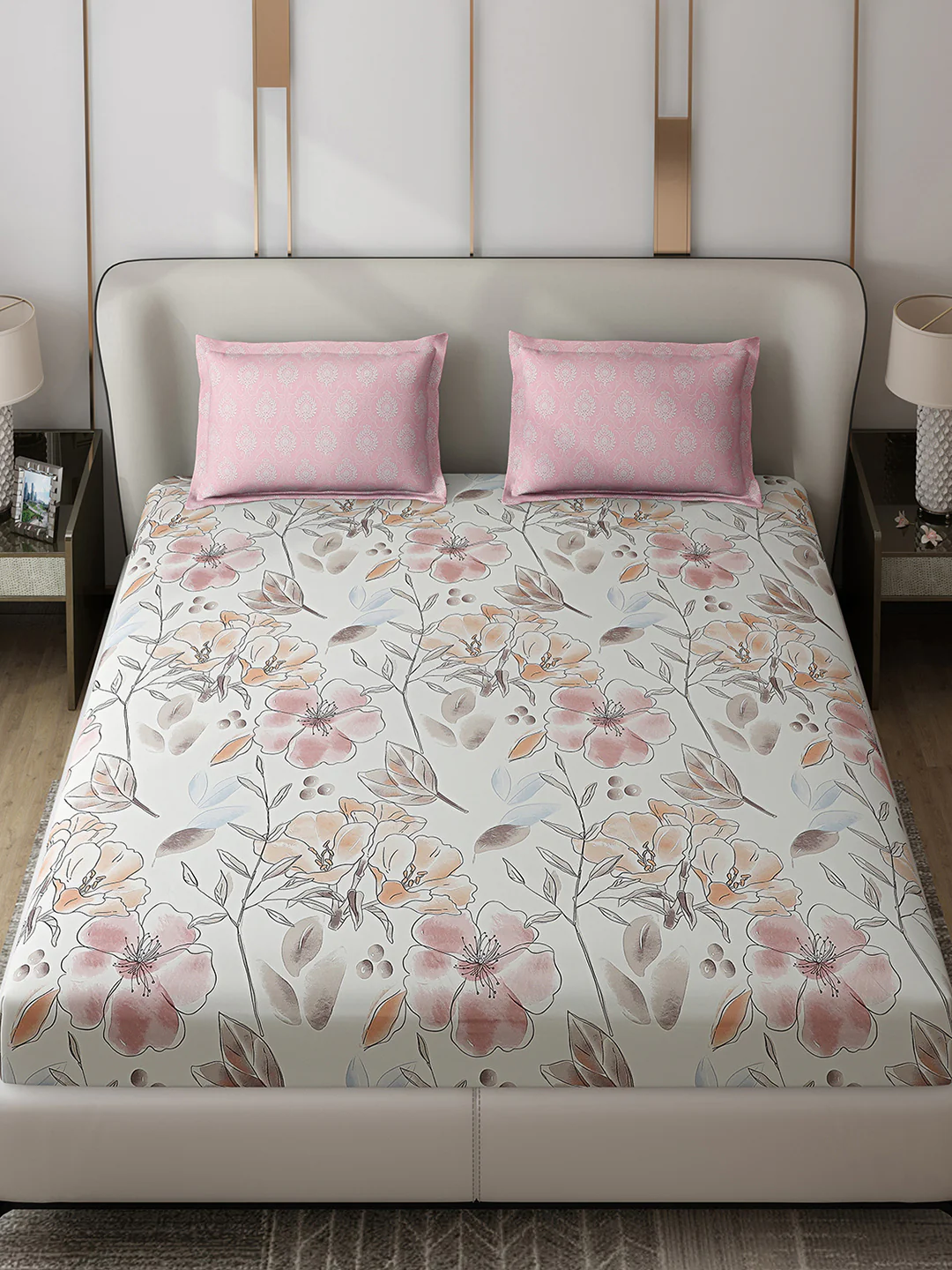 110 GSM Polyester Double Bed 1 Bedsheet with 2 Pillow Covers (Aromatic) - Updated - Updated - Updated - Image 2