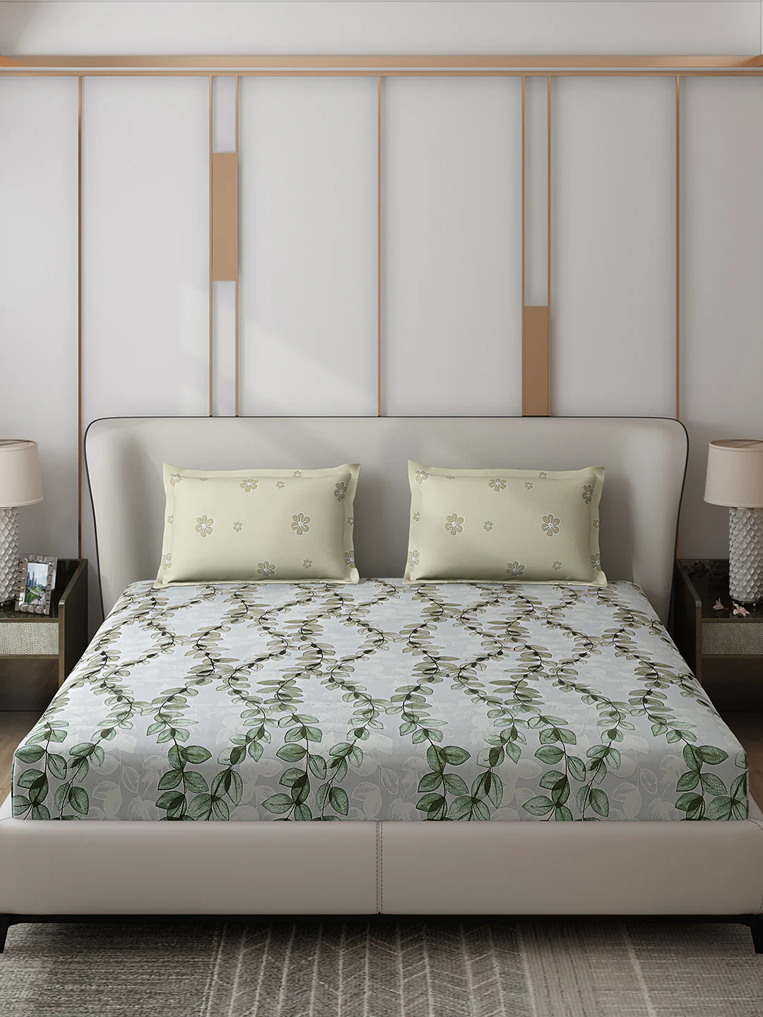 110 GSM Polyester Double Bed 1 Bedsheet with 2 Pillow Covers (Aromatic) - Updated - Updated - Image 3