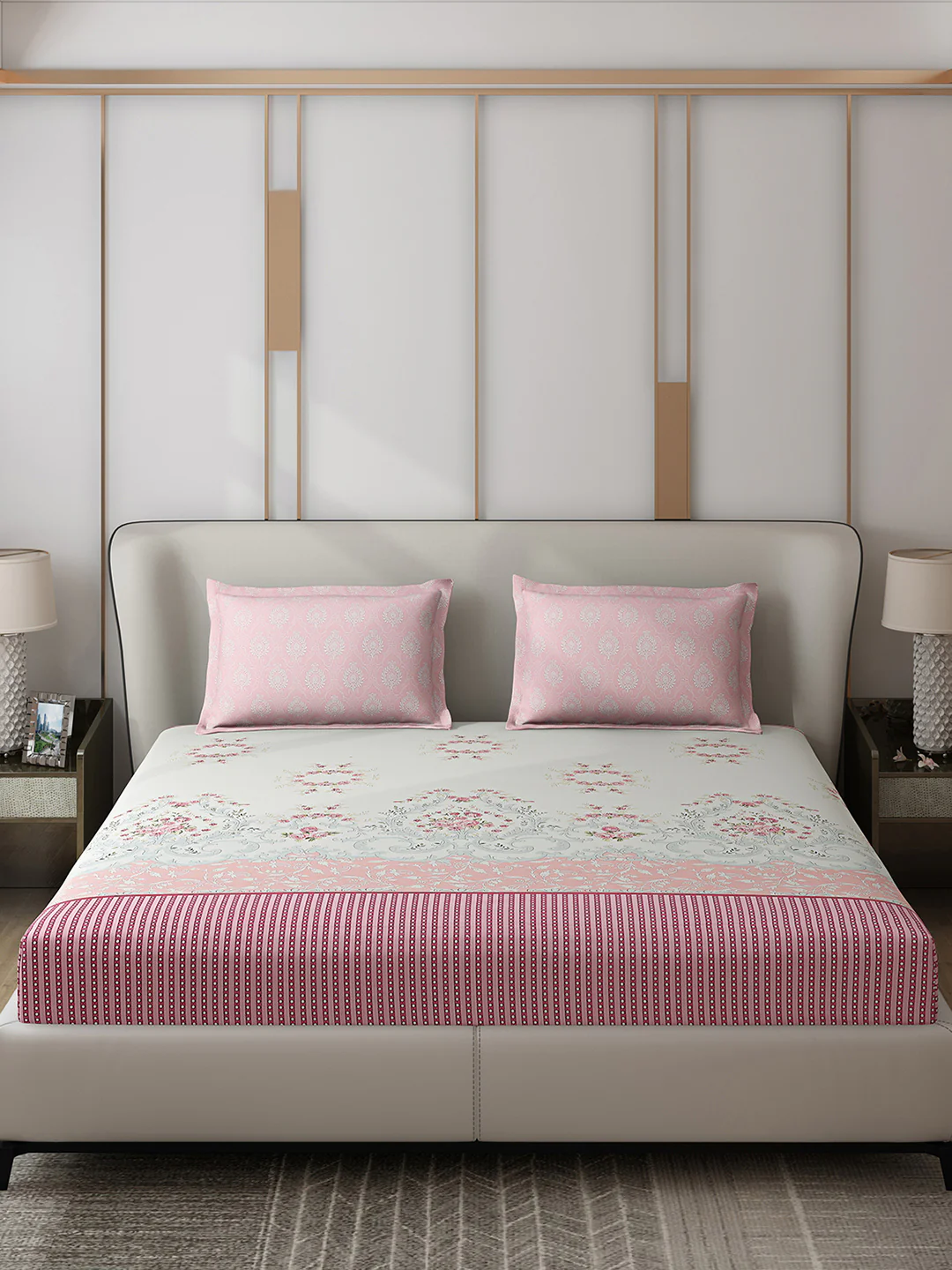 110 GSM Polyester Double Bed 1 Bedsheet with 2 Pillow Covers (Aromatic) - Updated - Updated - Image 3