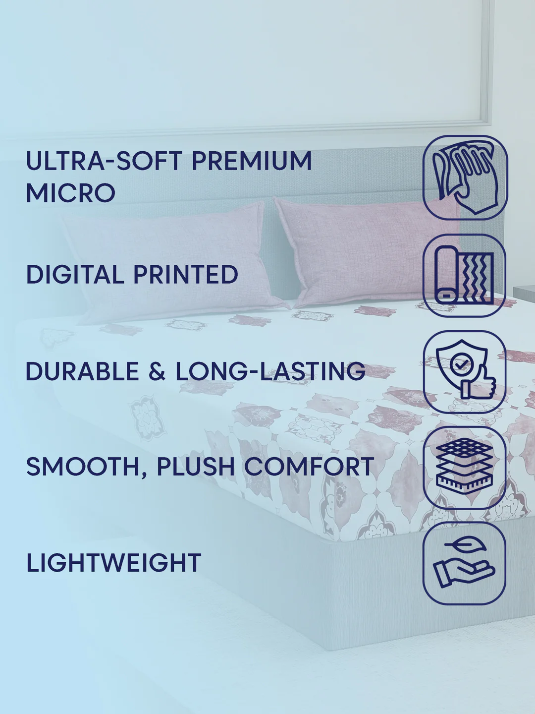 110 GSM Polyester Double Bed Bedsheet with 2 Pillow Covers Aromatica Collection - Image 9