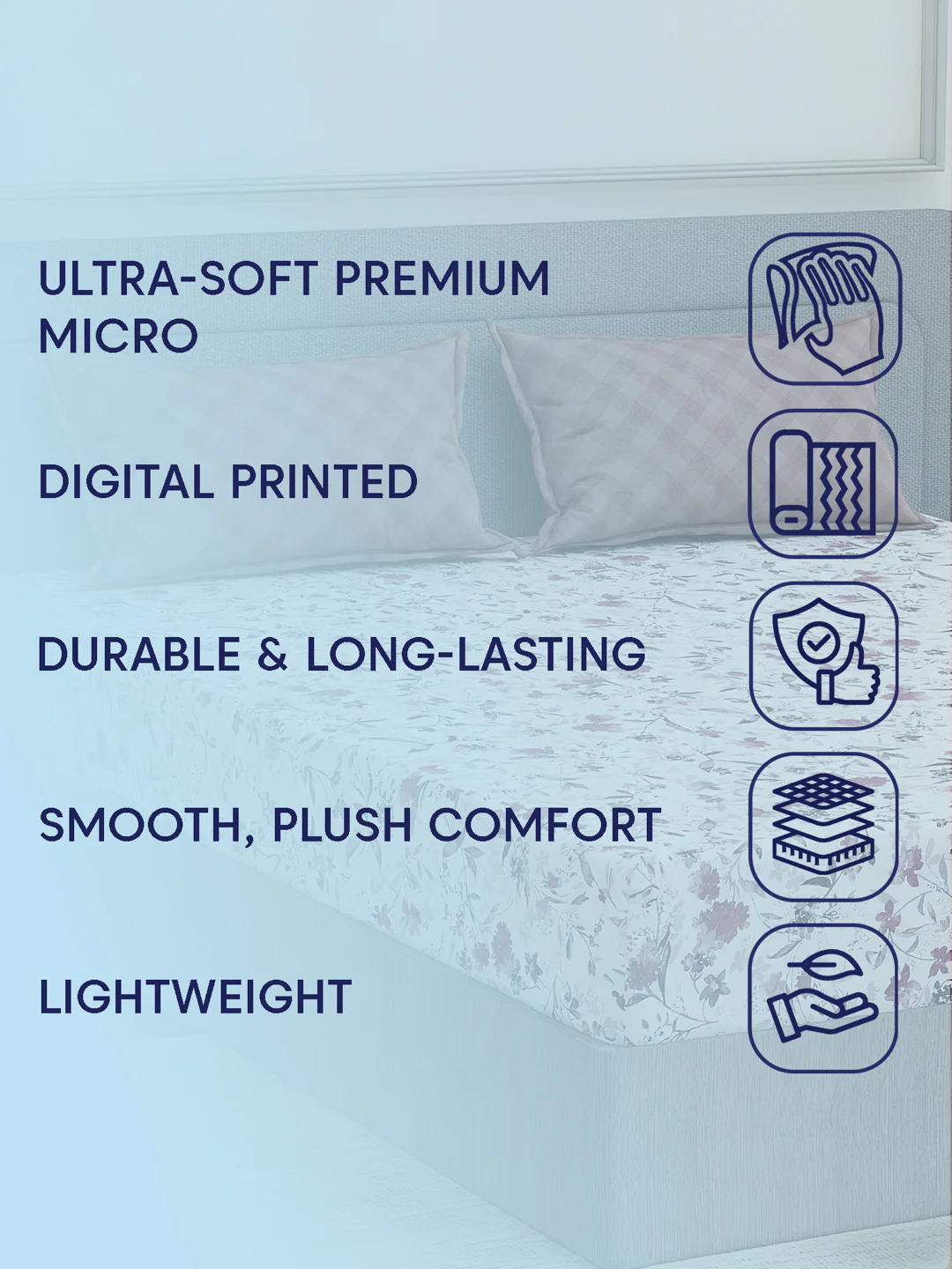 110 GSM Polyester Double Bed Bedsheet with 2 Pillow Covers Aromatica Collection - Image 9