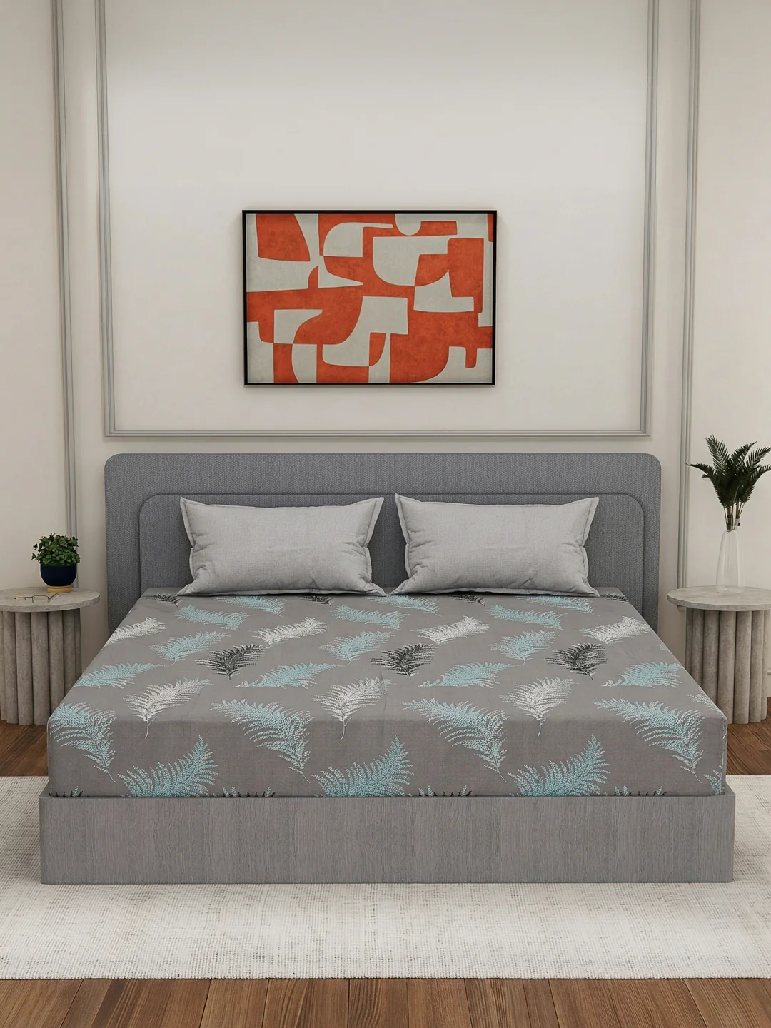 110 GSM Polyester Double Bed Bedsheet with 2 Pillow Covers Aromatica Collection - Image 5