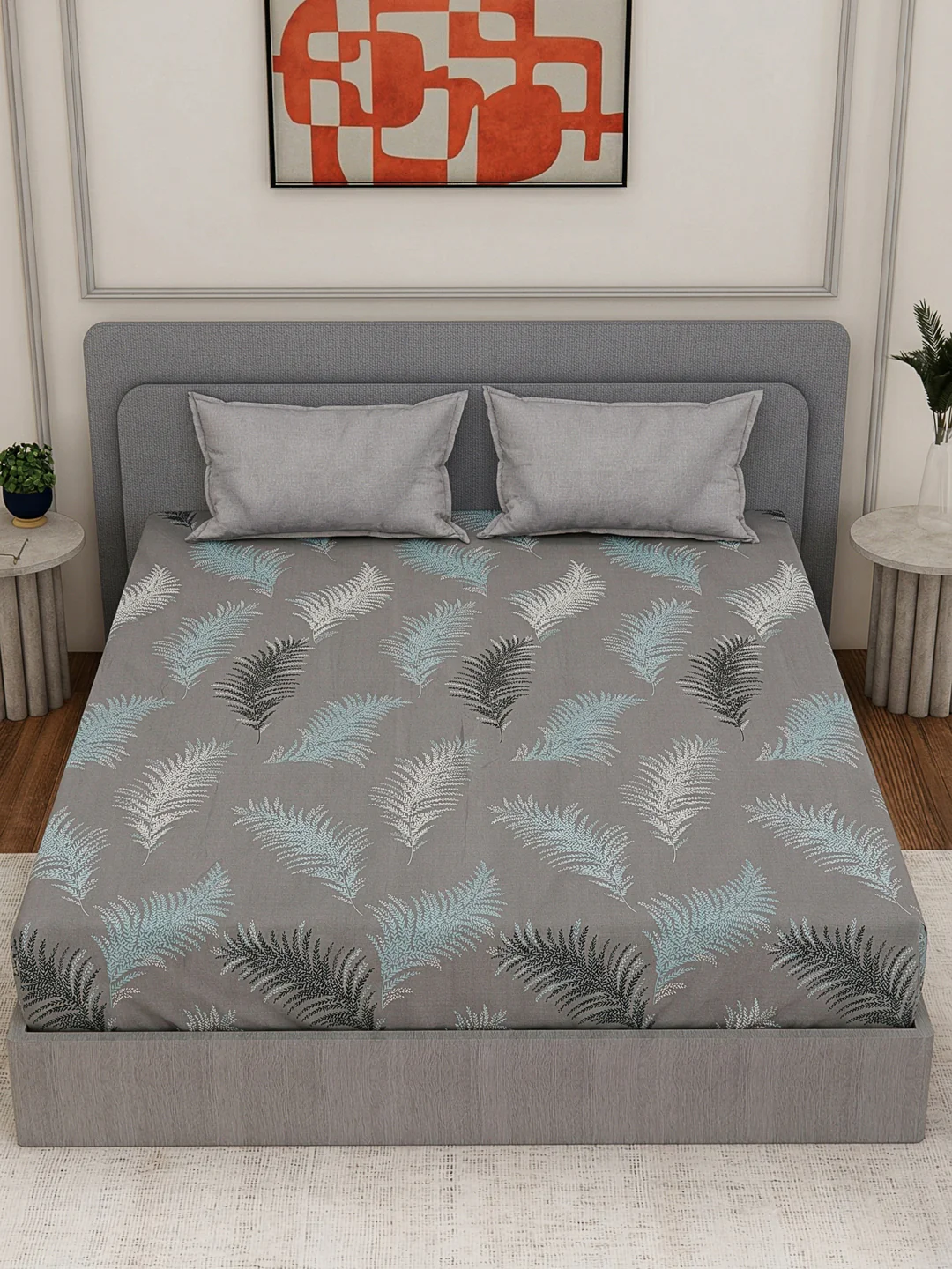 110 GSM Polyester Double Bed Bedsheet with 2 Pillow Covers Aromatica Collection - Image 6