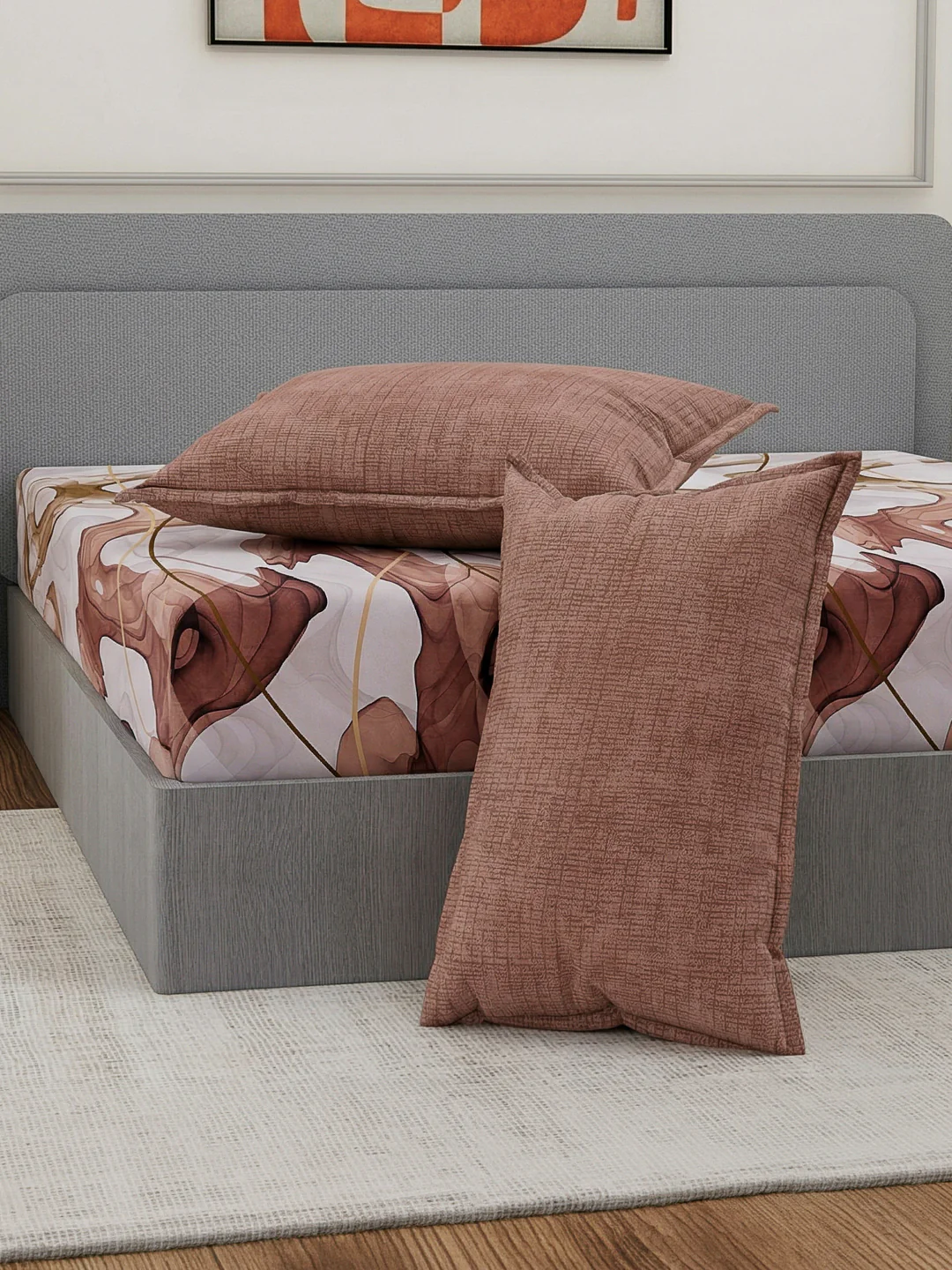 110 GSM Polyester Double Bed Bedsheet with 2 Pillow Covers Aromatica Collection - Image 7