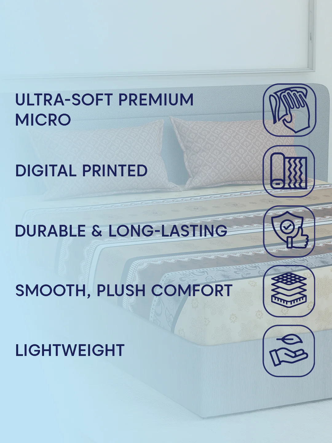 110 GSM Polyester Double Bed Bedsheet with 2 Pillow Covers Aromatica Collection - Image 9