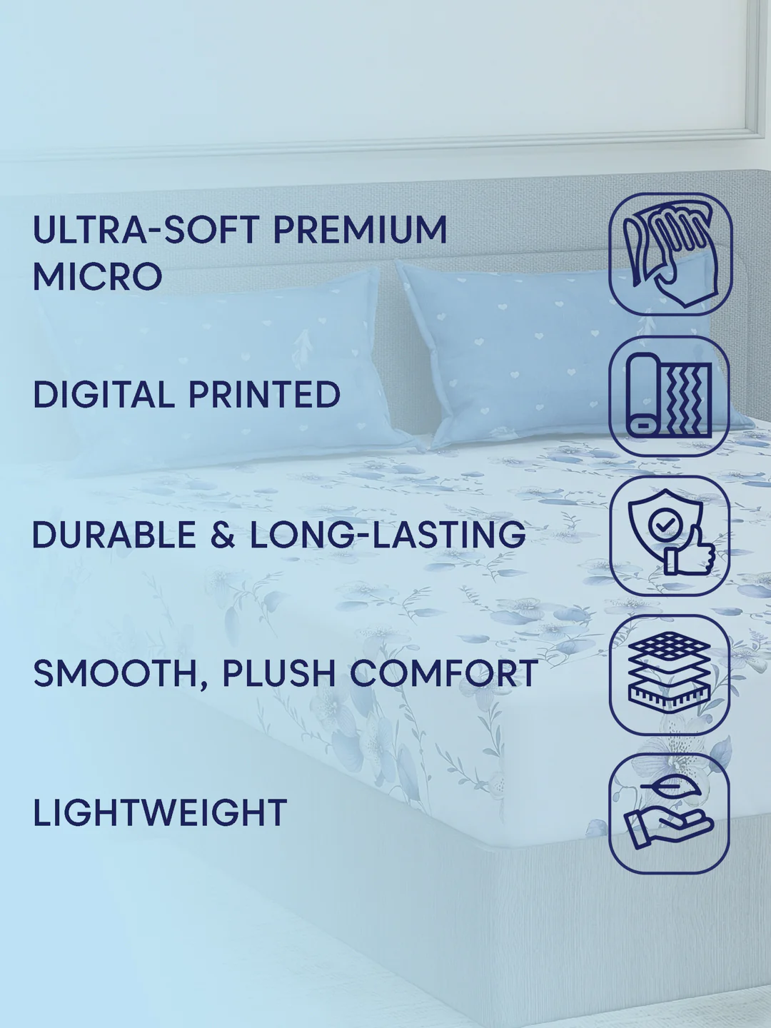 110 GSM Polyester Double Bed Bedsheet with 2 Pillow Covers Aromatica Collection - Image 9