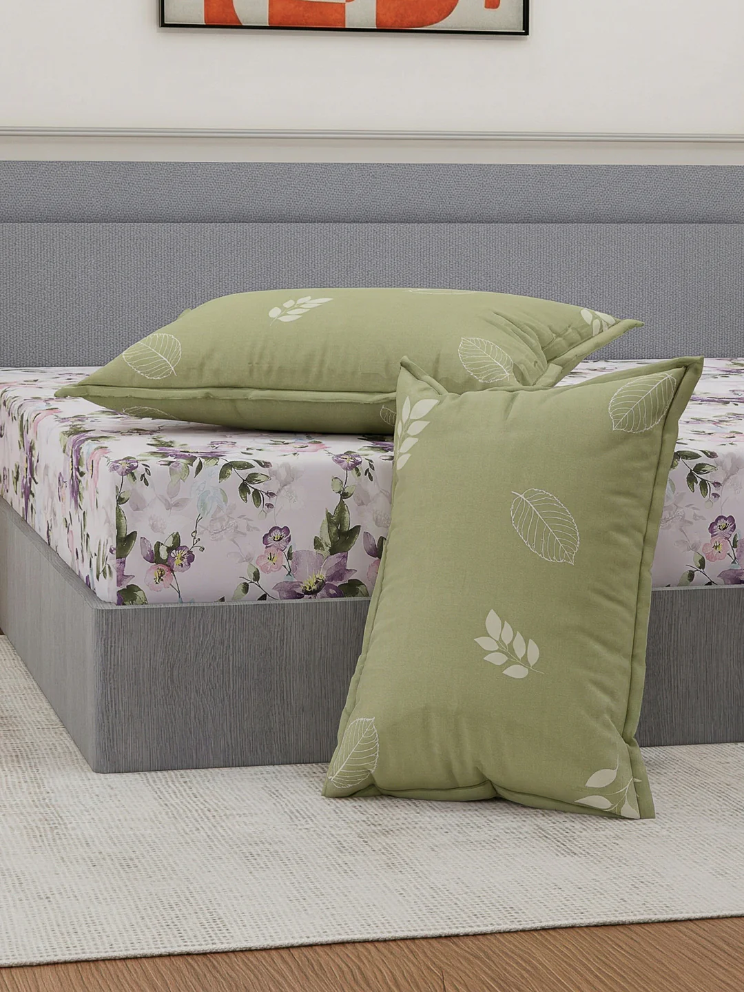 110 GSM Polyester Double Bed Bedsheet with 2 Pillow Covers Aromatica Collection - Image 5