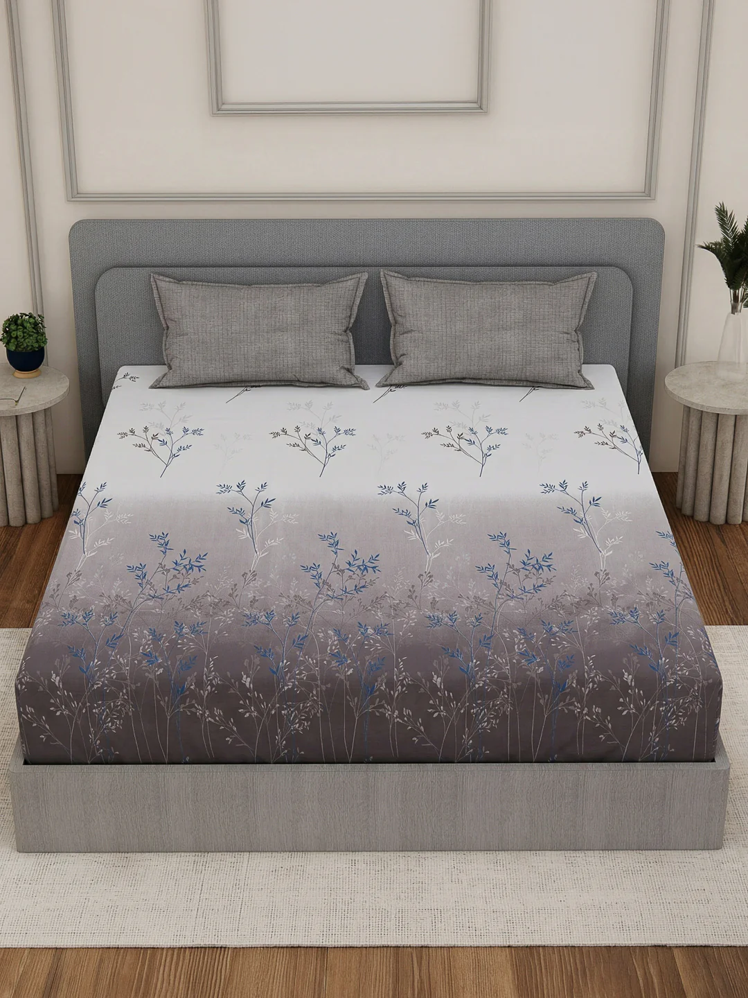 110 GSM Polyester Double Bed Bedsheet with 2 Pillow Covers Aromatica Collection - Image 4
