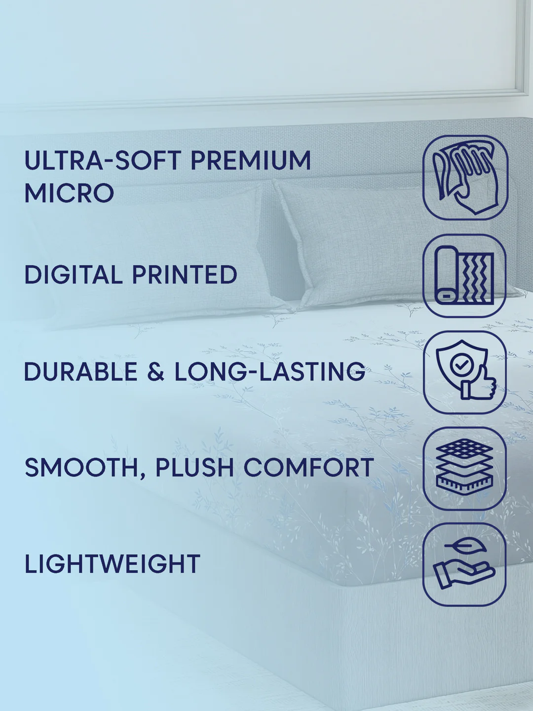 110 GSM Polyester Double Bed Bedsheet with 2 Pillow Covers Aromatica Collection - Image 9