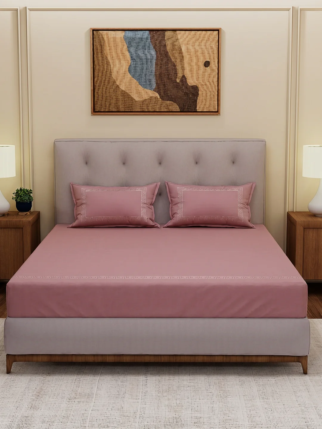 Premium 110 GSM Polyester King Size Bedsheet with 2 Pillow Covers Elite Embroidery Collection - Image 3