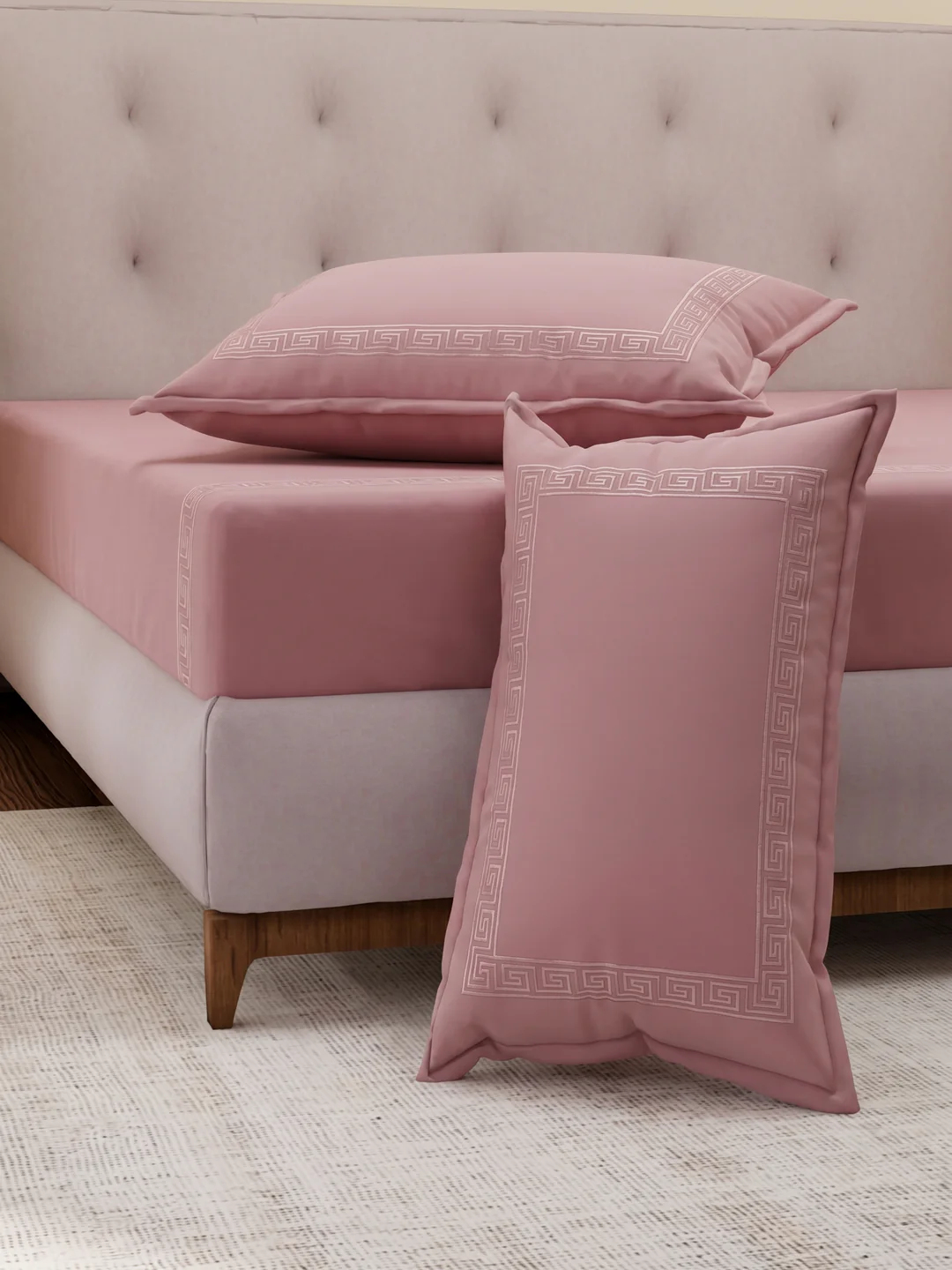 Premium 110 GSM Polyester King Size Bedsheet with 2 Pillow Covers Elite Embroidery Collection - Image 5