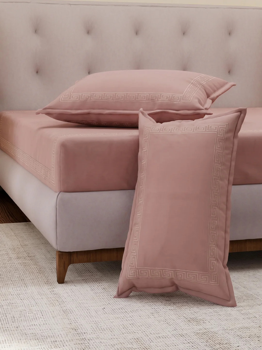 Premium 110 GSM Polyester King Size Bedsheet with 2 Pillow Covers Elite Embroidery Collection - Image 5