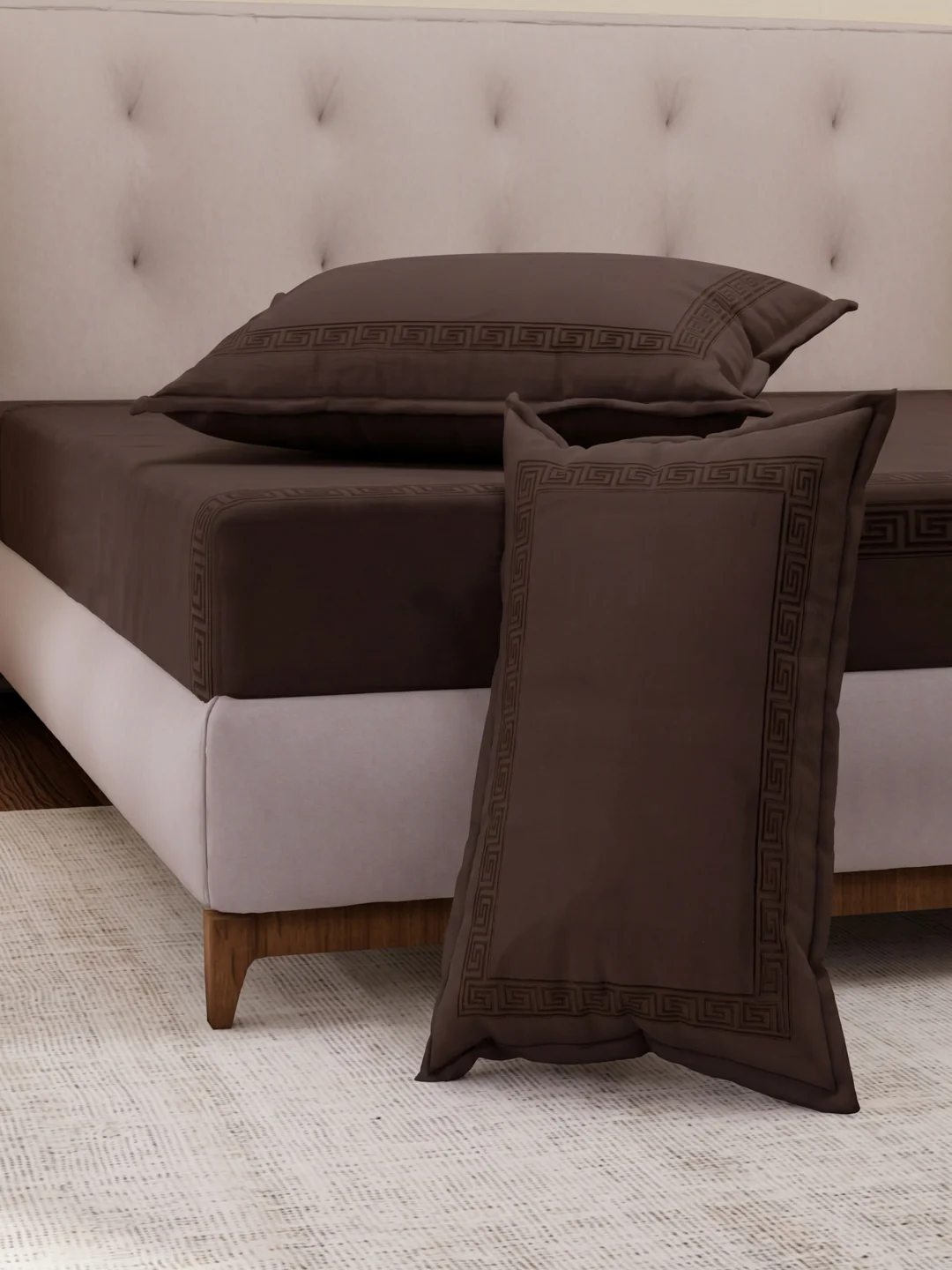 Premium 110 GSM Polyester King Size Bedsheet with 2 Pillow Covers Elite Embroidery Collection - Image 5