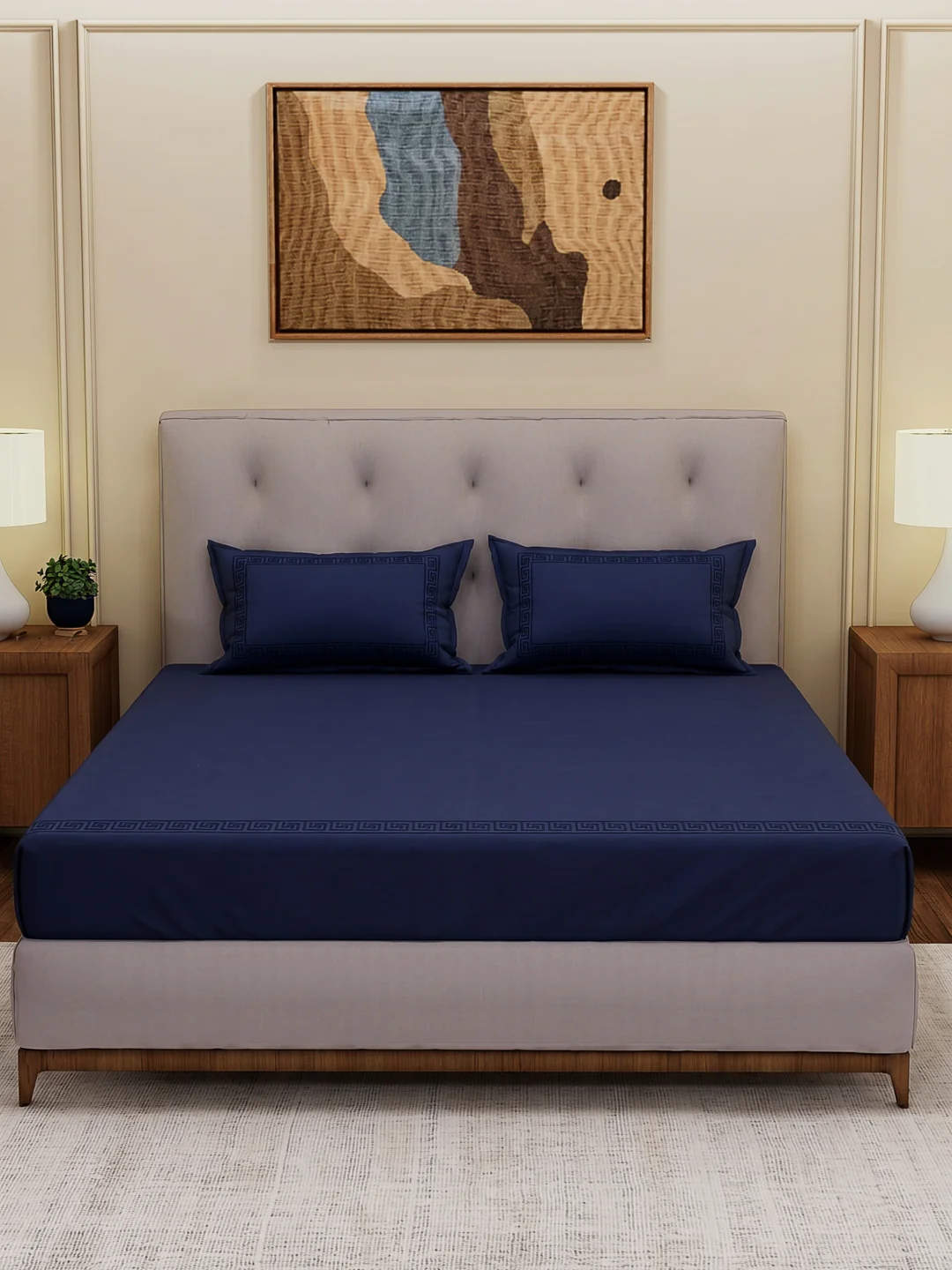 Premium 110 GSM Polyester King Size Bedsheet with 2 Pillow Covers Elite Embroidery Collection - Image 3