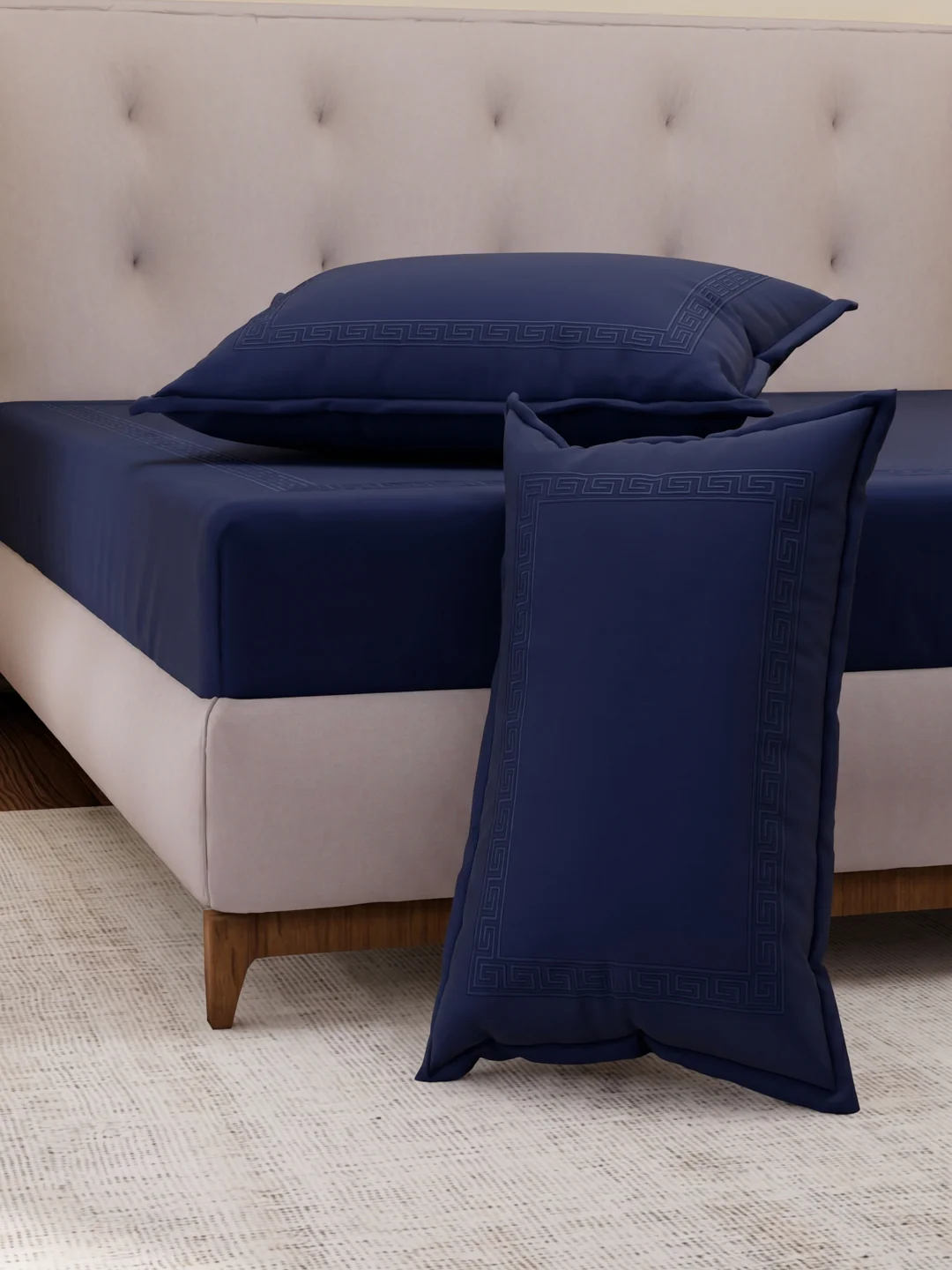 Premium 110 GSM Polyester King Size Bedsheet with 2 Pillow Covers Elite Embroidery Collection - Image 5