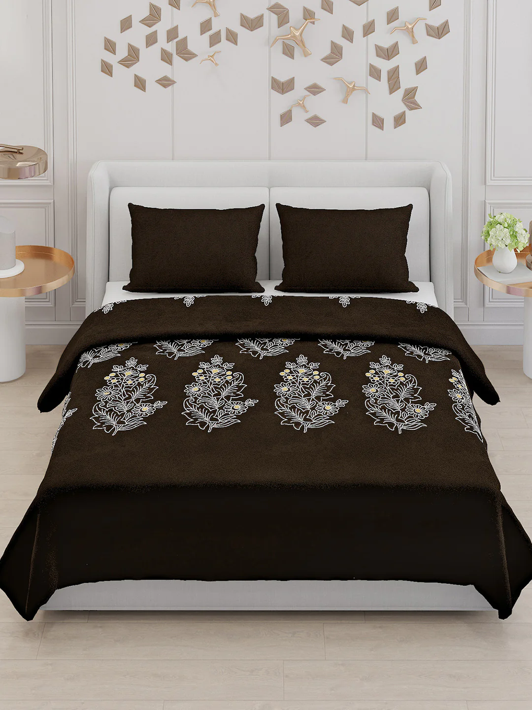 115 GSM Polyester Double Bed Bedsheet with 2 Pillow Covers - Updated - Updated - Image 2