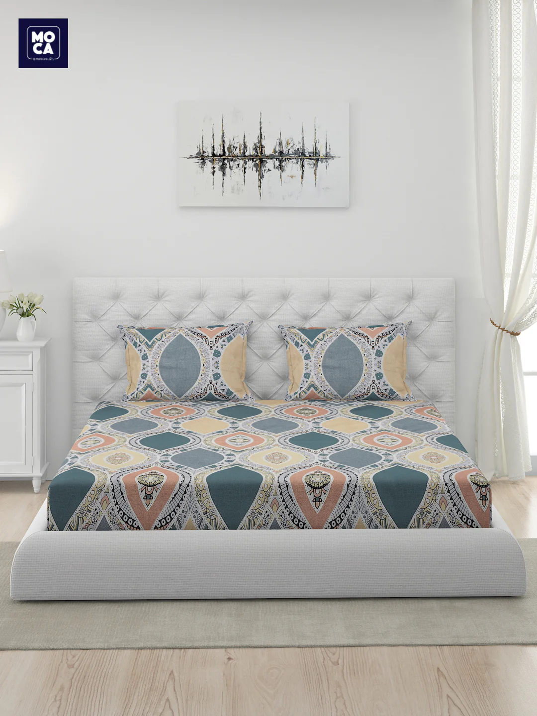 120 GSM Polyester Double Bed 1 Bedsheet with 2 Pillow Covers (Dazzle) - Image 3