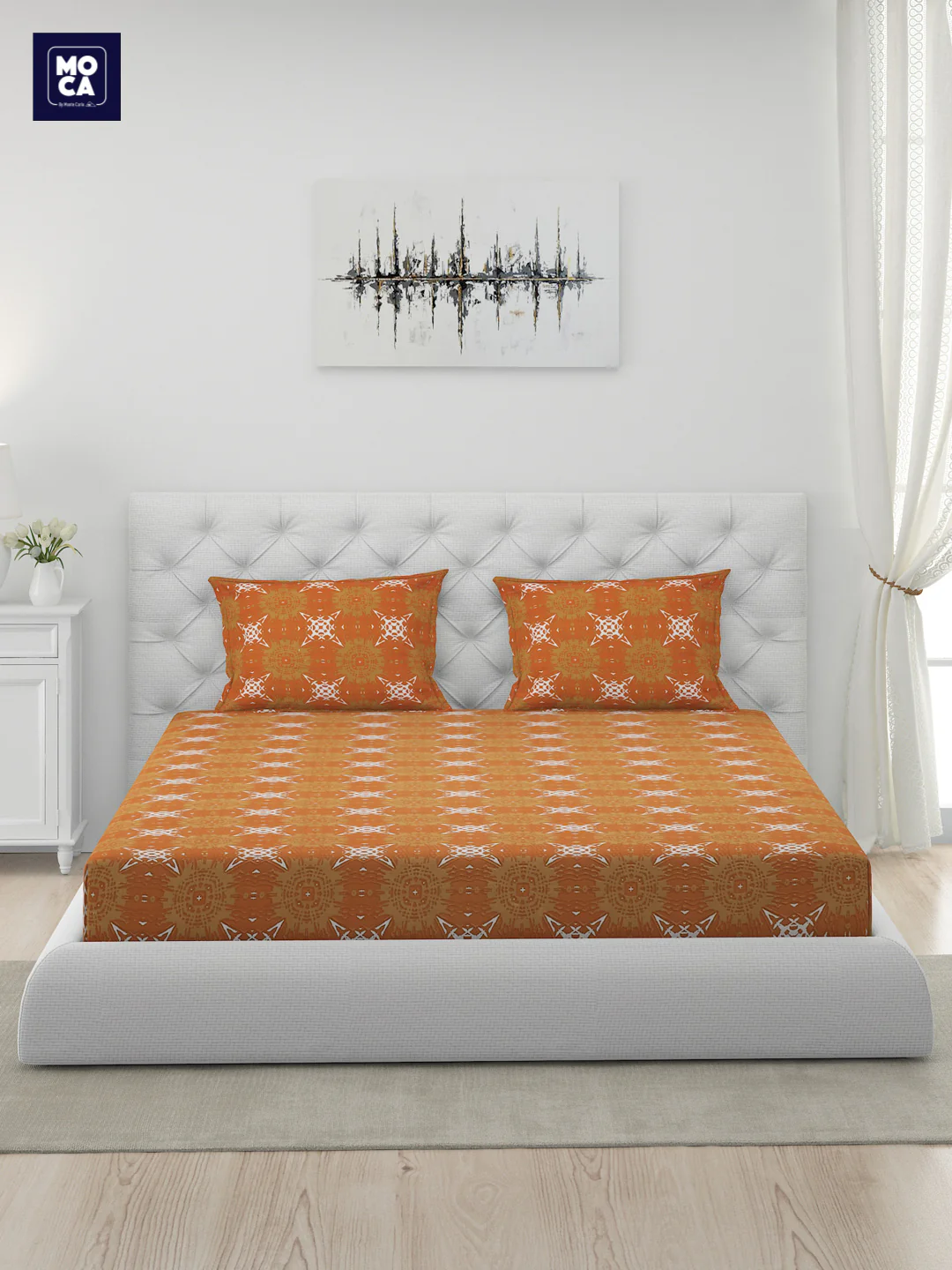 120 GSM Polyester Double Bed 1 Bedsheet with 2 Pillow Covers (Dazzle) - Image 4